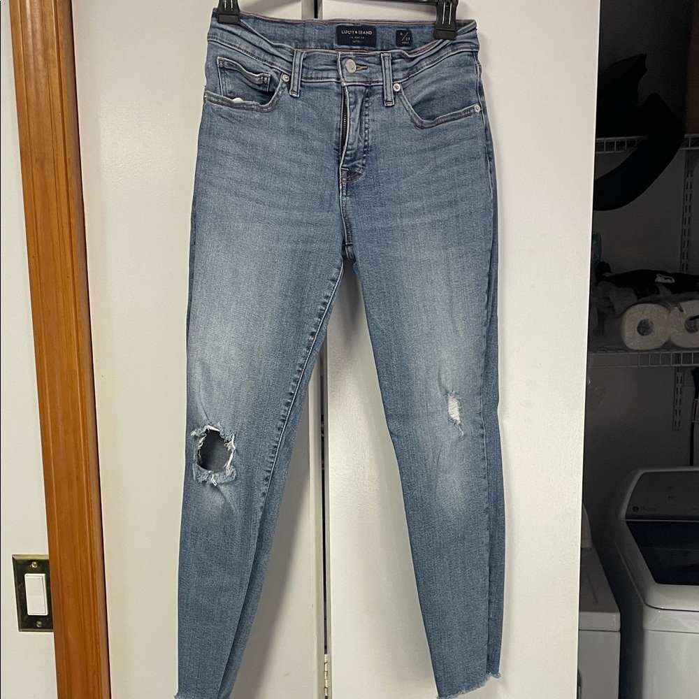 Lucky Brand Women's Light Blue Ripped Skinny Jeans